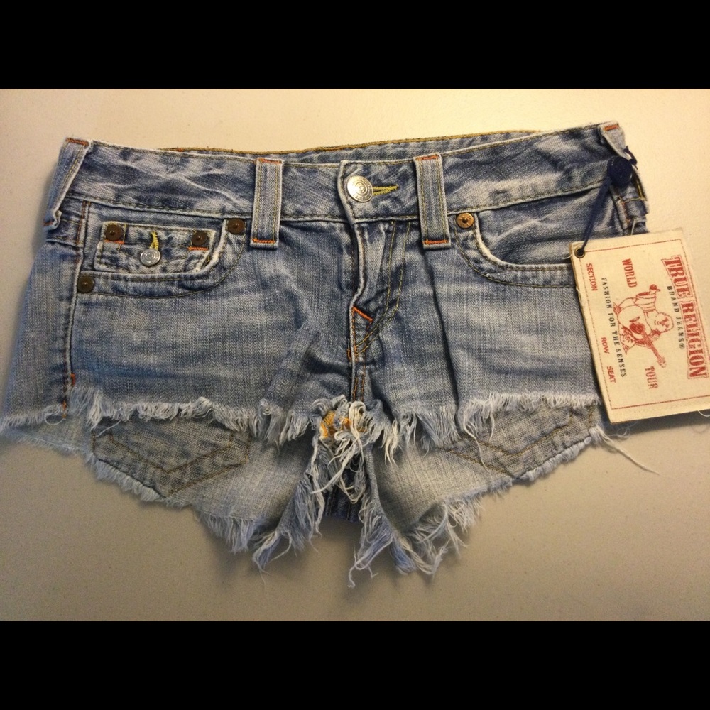 NWT True Religion Joey Cut-Off Denim Shorts 27